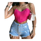 Cropped Feminino Detalhe Corselet