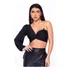 Cropped Feminino Duas Mangas Bufante Corrente Torcido Balada