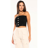 Cropped Feminino Em Sarja