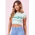 Cropped Feminino Groovy Logo Planet Girls Verde Medio