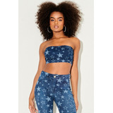 Cropped Feminino Jeans Faixa