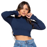 Cropped Feminino Manga Comprida