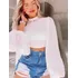 Cropped Feminino Manga Longa Bufante Gola Alta Estiloso