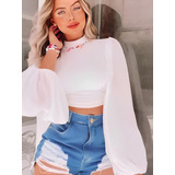Cropped Feminino Manga Longa