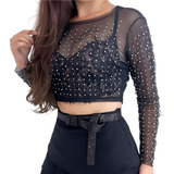Cropped Feminino Manga Longa