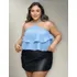 Cropped Feminino Plus Size Blusinha Babado Disfarça Barriga