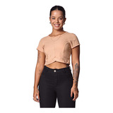 Cropped Feminino Transpassado Manga
