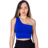 Cropped Feminino Um Ombro Só Sem Manga Mula Manca Do P Ao Gg