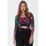 Cropped Floral Mais Gata Rosa Gatabakana