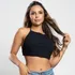 Cropped Frente Única Canelado Costas Nua Feminino Verão Moda