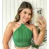 Cropped Frente Única Tricot Chique Verão 24 Feminino Moda
