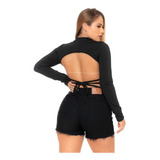 Cropped Gola Alta Preto