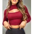 Cropped Gringa Manga Longa Blusinha Blogueira Gola Alta 