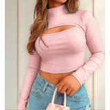 Cropped Gringa Manga Longa