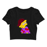 Cropped Lisa Simpsons Boné Skatista Hippie Camiseta Curta