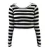 Cropped Listrado Feminino Blusas Atacadado Manga Longa