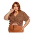 Cropped Manga Morcego Plus Size Feminino Camiseta Curta  03