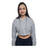 Cropped Moletom Feminino Cinza Liso Estilo Promoção Moda