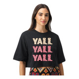 Cropped Oversized Country Feminino Western Texana Yall Cow