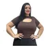 Cropped Plus Size Canelado Feminino Adulto Decotado.