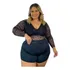 Cropped Plus Size Manga Longa Renda Tamanho Grande (chay)