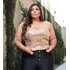 Cropped Plus Size Paetê Alcinha Com Bojo T-shirt Festa Natal