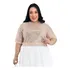 Cropped Plus Size Tendência Tam Grande Manga Paete Brilho Cp