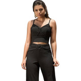 Cropped Preto Alfaiataria