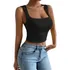 Cropped Regata Blusinha Decote Quadrado Verão Forro Duplo