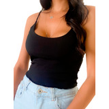 Cropped Regata Canelado Alcinha