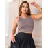 Cropped Regata Listrado Revel/forro No Peito Malha Ribana