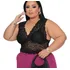 Cropped Renda Preto Plus Size Bojo Lycra Decote V Moda Femin