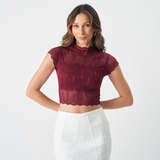 Cropped Rendado Blusa Blusinha