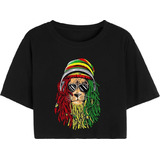 Cropped T Shirt Camiseta Casual Leao Reggae Bob Marley Lenda