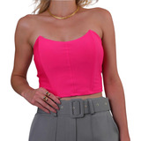 Cropped Top Corselet Corset Feminino Bojo Tomara Que Caia