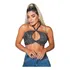 Cropped Top Em Paetê Brilho Com Detalhe No Busto Luxo