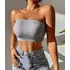 Cropped Top Faixa Canelado Sem Alças Reto Tomara Que Caia