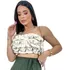Cropped Top Faixa Elegante Social Alfaiataria Babado Lastex