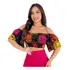 Cropped Top Feminino Ciganinha Lastex Babado Inspiração Farm