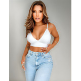 Cropped Top Feminino Decotado