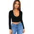 Cropped Top Feminino Decote V Manga Longa Moda Gringa