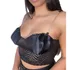 Cropped Top Renda Cetim Bojo Alça Corrente Blogueira Blusa