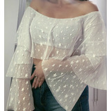 Cropped Top Renda Estrelas