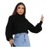 Cropped Tricô Melissa Gola Alta Cacharrel Manga Bufante
