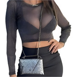 Cropped Tule Manga Longa