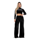 Cropped Veludo Blusa Manga