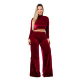 Cropped Veludo Blusa Manga