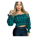 Cropped Xadrez Festa Camisa