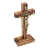Crucifixo Cruz Parede E Mesa Aramom Medalha São Bento Pequeno 12cm