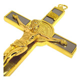 Crucifixo De Bronze Para Parede Cruz Mesa Metal Prata 20cm